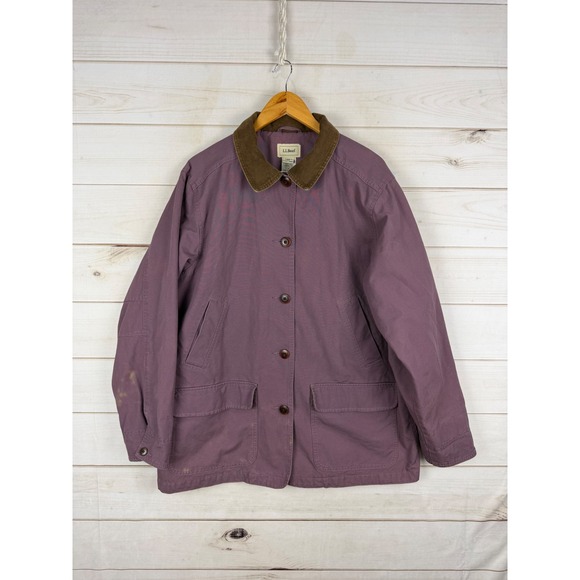 L.L. Bean Jackets & Blazers - LL Bean Adirondack Coat Women XL Purple Barn Corduroy Collar Canvas Outdoor